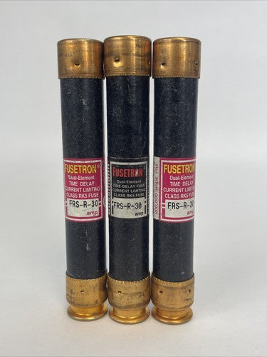 BUSSMANN FRS-R-30 FUSETRON 30AMP 600VAC CURRENT LIMITING FUSE (LOT OF 3)0