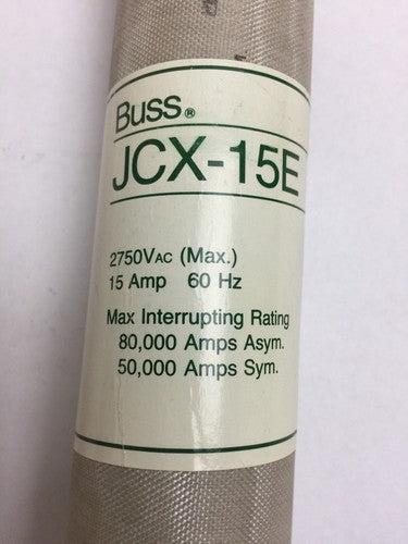 BUSS JCX-15E FUSE 2750VAC 15AMP 60HZ3