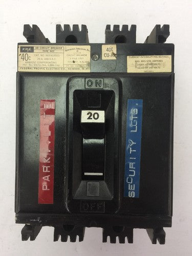FPE NEF 433020 CIRCUIT BREAKER 3 POLE 20AMP 480VAC 0