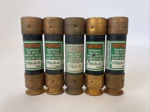 BUSSMANN FRN-R-45 FUSETRON DUAL ELEMENT CLASS RK5 FUSE 45AMP 250VAC (LOT OF 5)0