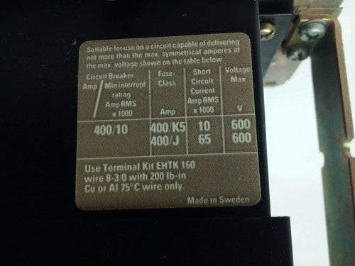 ASEA EH160 CONTACTOR 3PH 3P BREAKING 600V 150HP 190A SIZE 4 1/2 COIL 127V 60HZ9