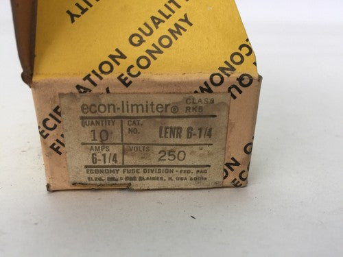 ECONOMY LENR 6-1/4 ECON-LIMITER CLASS RK5 FUSE 250VAC 6-1/4AMP (BOX OF 10)1