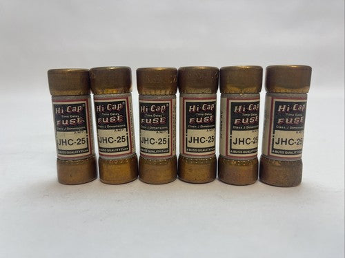 BUSS JHC25 HI-CAP TIME DELAY CLASS J FUSE 25AMP 600VAC (LOT OF 6)0