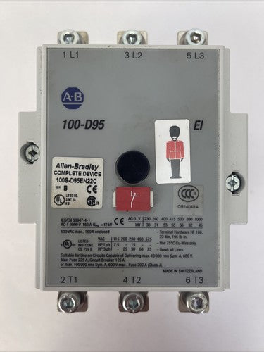 ALLEN BRADLEY 100S-D95EN22C CONTACTOR 600VAC 160A 75HP SER B 100S-D SER A0