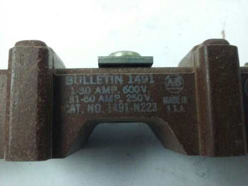 ALLEN BRADLEY 1491-N223 SER. A,FUSE BLOCK,60A, 600V,MISSING FUSE CLIPS,NEW OTHER2