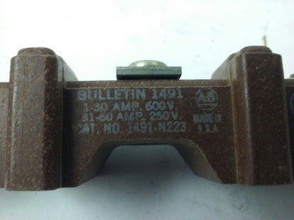 ALLEN BRADLEY 1491-N223 SER. A,FUSE BLOCK,60A, 600V,MISSING FUSE CLIPS,NEW OTHER2