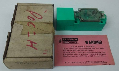 R.B.DENISON NJ15+B+VWS PROXIMITY LIMIT SWITCH, 80-250VAC/400mA, F=45-60HZ, NJ15B0