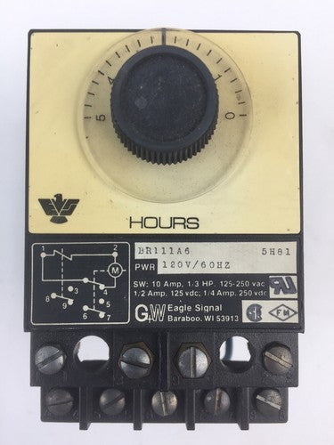 GW EAGLE SIGNAL BR111A6 TIMER 120V 60HZ 10A 125-250VAC 1/3HP 1/4A 250VDC0