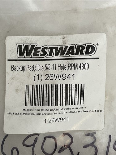 WESTWARD (1) 26W941 BACKUP PAD 5 DIA 5/8 - 11 HOLE RPM 4800 12200 obr/min1