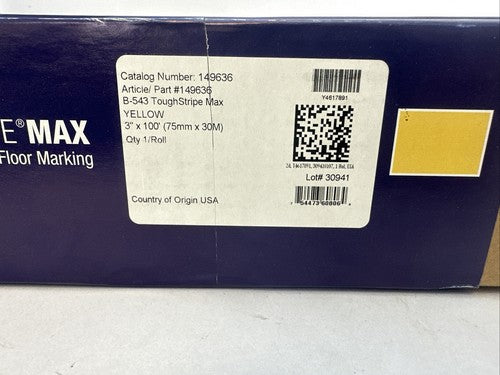 BRADY 149636 B-543 TOUGHSTRIP MAX FLOOR MARKING YELLOW 3" X 100' (75mm X 30M)0