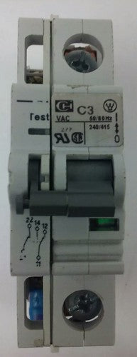CUTLER HAMMER SPCL1C03, SPCLUAUX TEST CIRCUIT BREAKER, 1P,3A, 277V, USED SURPLUS0