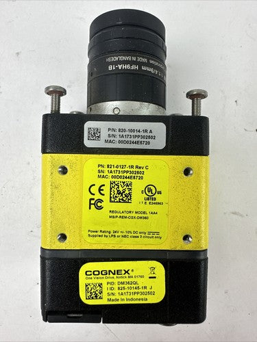 COGNEX 820-10014-1R A BARCODE SCANNER HF9HA-1B CAMERA LENS 821-0127-1R REV C1