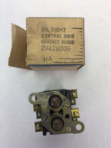 GE 2942U206 OIL TIGHT CONTROL UNIT CONTACT BLOCK 600V 0