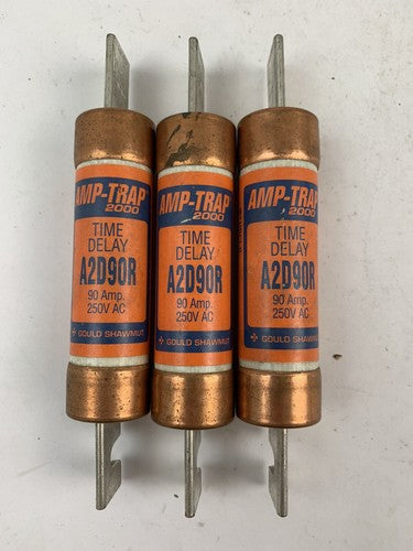 Gould Shawmut Amp-trap 2000 Time-Delay A2D90R 90A 250V Fuse "Lot of 3"0