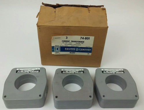 SQUARE D 74-801 CURRENT TRANSFORMER, 600V, INDOOR TYPE, RATIO: 800:5, LOT OF 30