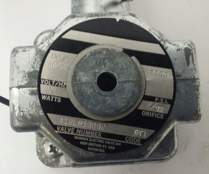 SKINNER A13LB13002 SOLENOID VAVLE 120V@ 60HZ-110V@ 50HZ, 21WATTS, 3000PSI, 3/32 1