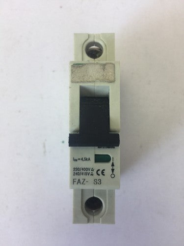 KLOCKNER MOELLER FAZ-S3 CIRCUIT BREAKER 1 POLE 230/400VAC 240/415VAC0