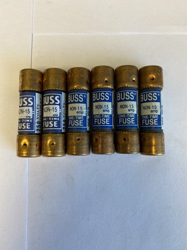 Bussmann One Time NON15 15A 250V Fuse "Lot of 6"0