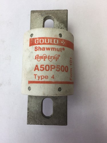 GOULD SHAWMUT AMPTRAP A50P500 FUSE 500 AMP 500VAC TYPE 4 FORM 1010