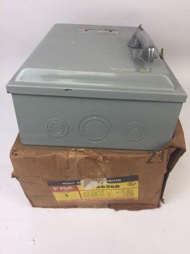 FPE 5636R HEAVY DUTY SAFETY SWITCH 60A 600VAC 3 POLE 50HP FEDERAL PACIFIC ELECTR0