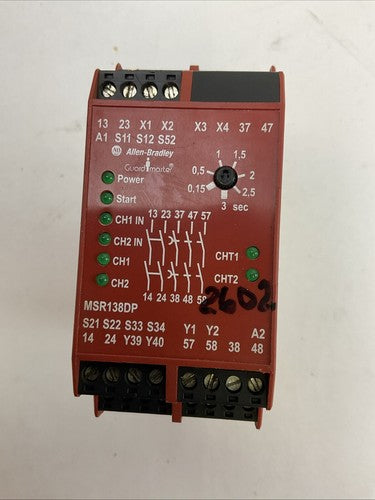 ALLEN BRADLEY MSR138DP 440R-M23143 SER B SAFETY RELAY SUPPLY 24V OUPUT AC15 250V0