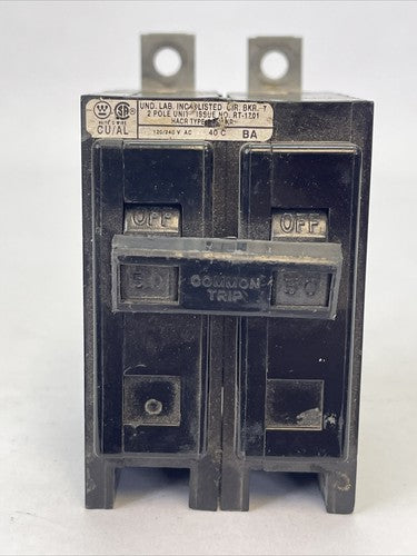 CUTLER HAMMER / WESTINGHOUSE BA2050 CIRCUIT BREAKER 50AMP 2POLE 120/240VAC0