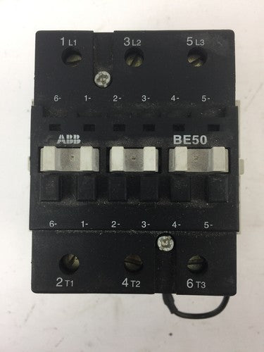 ABB BE50 CONTACTOR 600V 65A 3 POLE COIL 24VDC WITH CA L7 & CD L7 AUXILIARY CONTA0