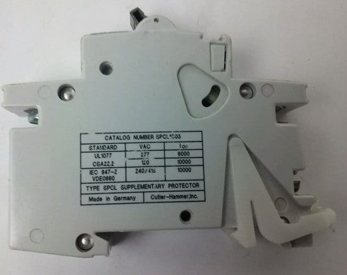 CUTLER HAMMER SPCL1C03T, CIRCUIT BREAKER, 1P,3A, 277V,240/415V, 20KA,NEW SURPLUS1