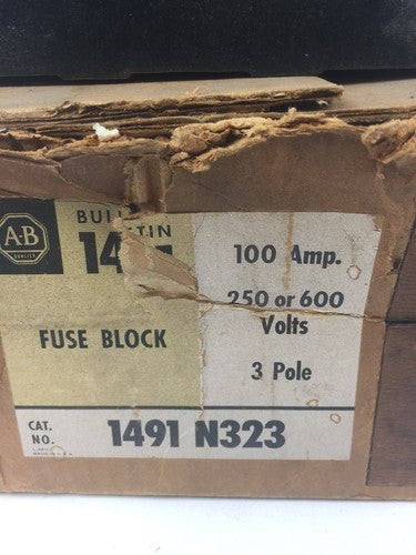 ALLEN BRADLEY 1491 N323 FUSE BLOCK 100 AMP 250 OR 600 VOLT 3 POLE1
