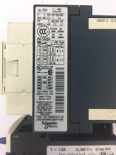 TELEMECANIQUE LC1D09BL CONTACTOR LRD06 OVERLOAD RELAY LAD4TBDL 24V1