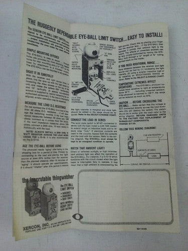 XERCON D0-10 EYE-BALL OPERATED LIMIT SWITCH 8