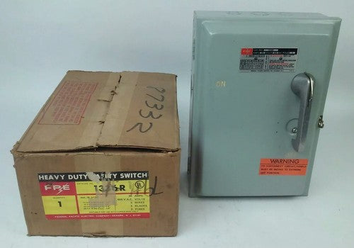 FPE 1336R FUSIBLE SAFETY SWITCH 3P, 30A, 600VAC, 3 WIRE, 3 BLADES, 20HP 0