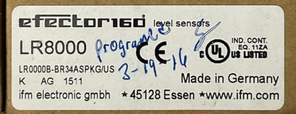 EFECTOR 160 LR8000 LR0000B-BR34ASPKG/US CONTINUOUS LEVEL SENSOR0