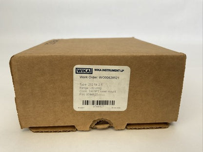 WIKA INSTRUMENT LP 9744827 PRESSURE GAUGE  1/4 NPT LOWER MOUNT0