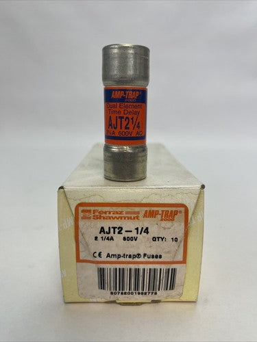 FERRAZ AJT2-1/4 AMP-TRAP 2000 DUAL ELEMENT FUSE 2-1/4AMP 600VAC (LOT OF 10)0