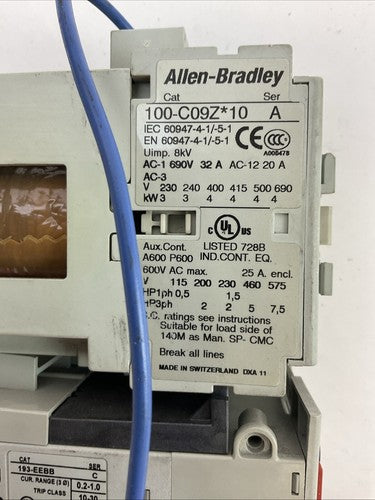 ALLEN BRADLEY STARTER (100-C09Z*10 COIL 24VDC + 193-EEBB 0.2-1.0A)1