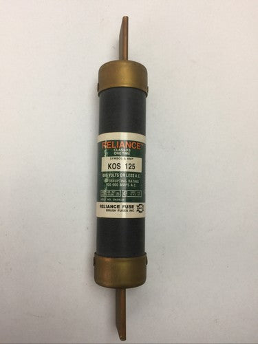 RELIANCE KOS125 CLASS K5 ONE TIME FUSE 125AMP 600VAC4