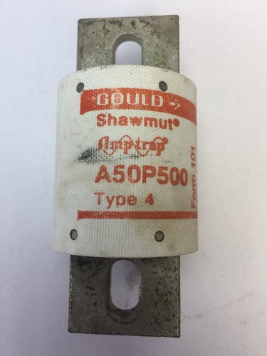 GOULD SHAWMUT AMPTRAP A50P500 FUSE 500 AMP 500VAC TYPE 4 FORM 1010
