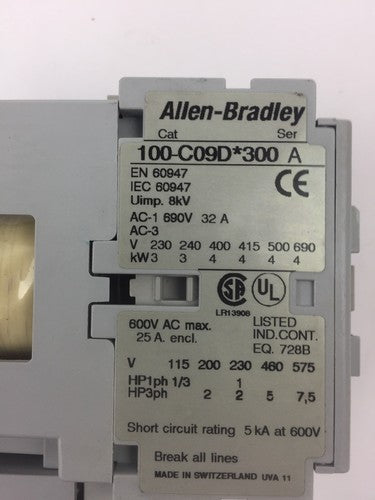 ALLEN BRADLEY 100-C09UDJ300(100-C09D*300 CONTACTOR & 100-FSD250 SURGE PROTECTOR 2
