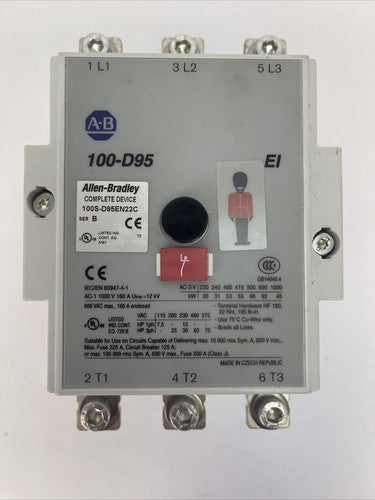 ALLEN BRADLEY 100S-D95EN22C CONTACTOR 600VAC 160A 75HP SER B 100-DFSV 5000