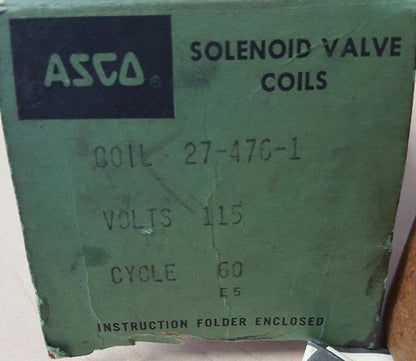 NOS ASCO 27-476-1-D Valve Coil 120vac 60 hz B5 1