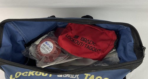 BRADY LOCK OUT TAG OUT KIT  PICTURES SHOW INCLUDED ITEMS. SEE DESC. FOR PART#'S11
