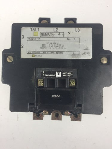 SQUARE D 8502SF02 SIZE 4 CONTACTOR 600V 50/60HZ 31091-400-57 COIL 480V 60HZ 0