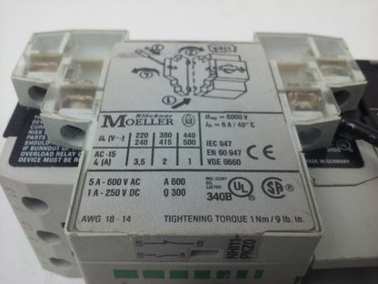 KLOCKNER MOELLER PKZM0-6,3 MOTOR STARTER W/ SE00-11-PKZ0, NHI11-PKZ0, 240V COIL5