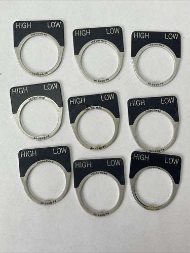 CUTLER HAMMER EATON 10250TM40 HIGH LOW LEGEND PLATE 30-2698-79 (LOT OF 9)0