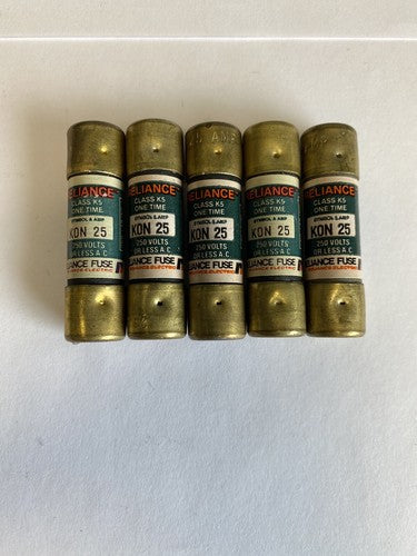 Reliance KON25 25A 250V Fuse "Lot of 5"0