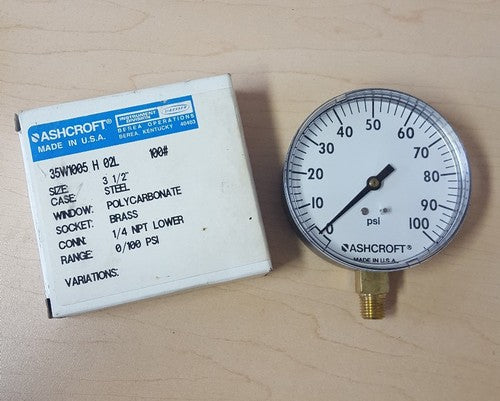 Ashcroft Pressure Gauge 35W1005 H 02L, 15PSI, 1/4NPT0