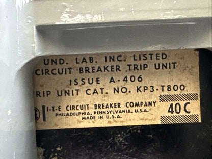 ITE HP3-F160 CIRCUIT BREAKER FRAME 600VAC 3POLE WITH 800A TRIP UNIT A02HP0R0 AUX3