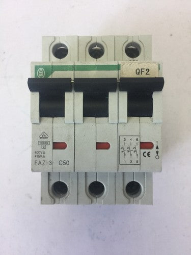 KLOCKNER MOELLER FAZ-3-C50 CIRCUIT BREAKER 3 POLE 400VAC 415VAC0