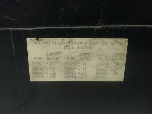 SQ.D ELECTRONIC CIRCUIT BREAKER LX36100 SER.IB 250A 3P 600V,100A TRIP ARP0404